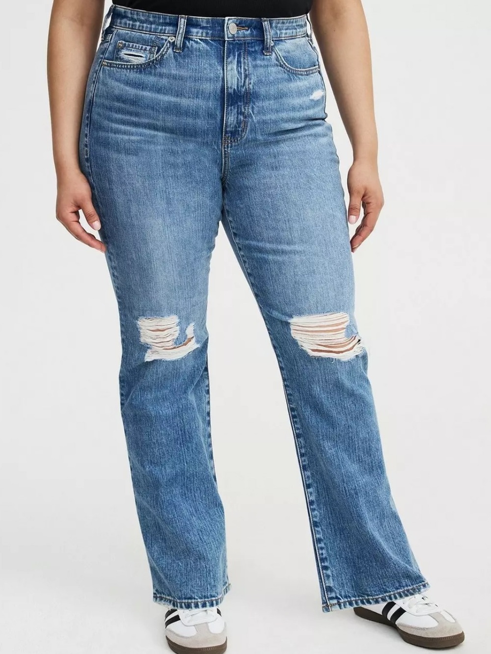 Torrid High Rise Baggy Straight Jeans Size 10 Distressed Ripped Denim